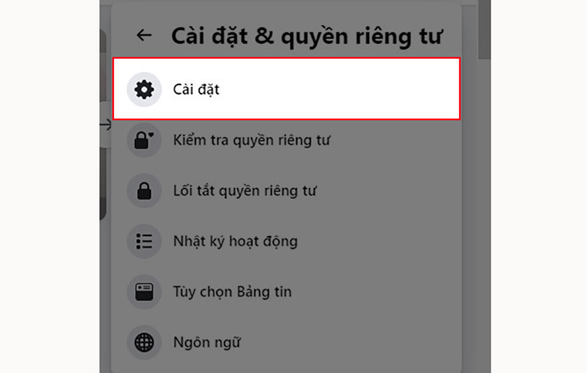 người dùng cần click chuột chọn vào Cài đặt (Settings)