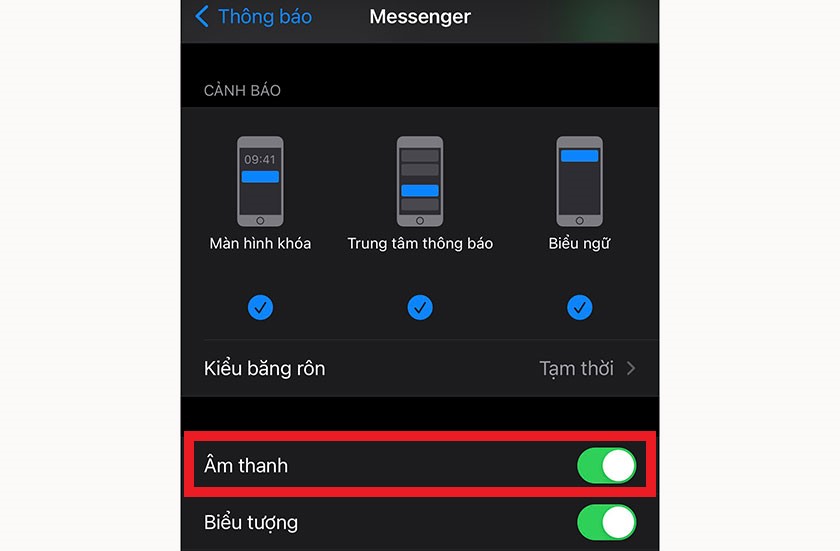Các bật tắt thông báo Messenger trên iPhone