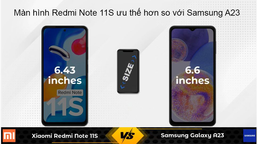 So sánh màn hình Samsung A23 vs Redmi Note 11S