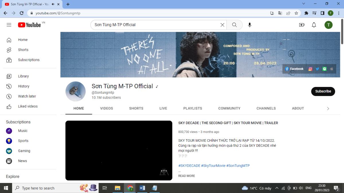 Kênh Youtube Sơn Tùng M-TP Official
