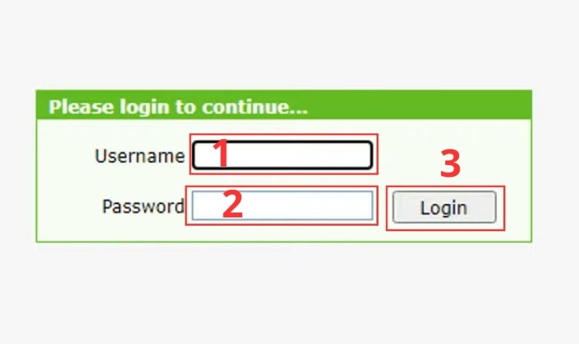 Điền username và Password để login 
