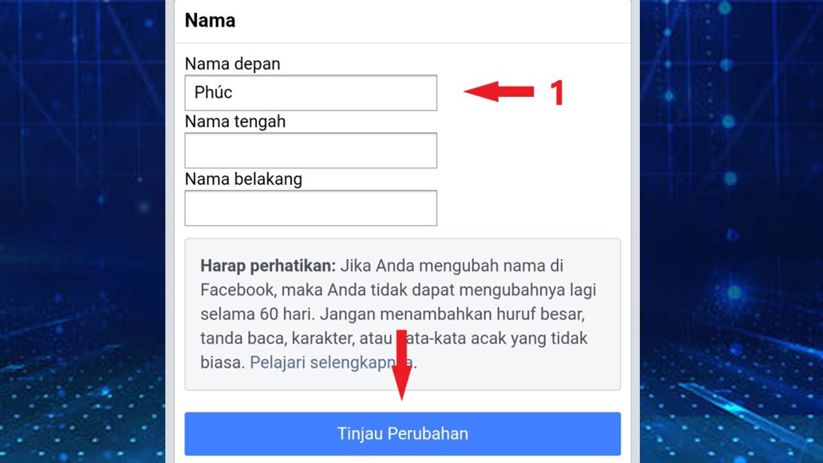 Cách đổi tên Facebook 1 chữ trên điện thoại