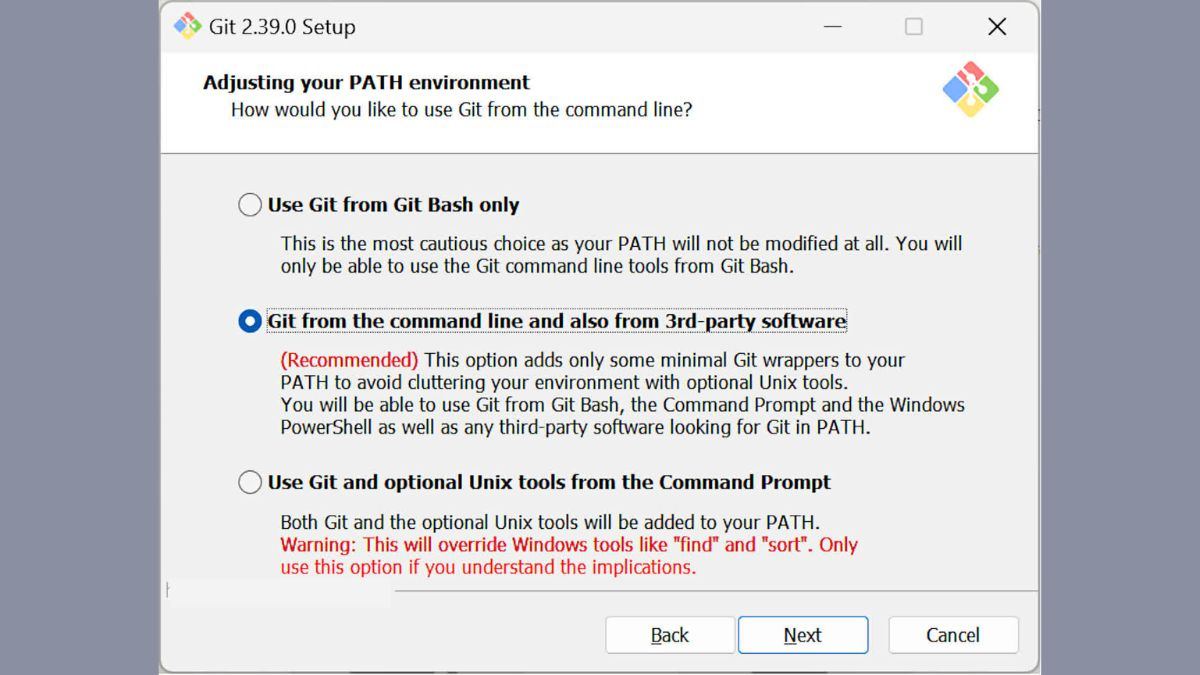Nhấn vào “Git from the command line also from 3rd-party software”