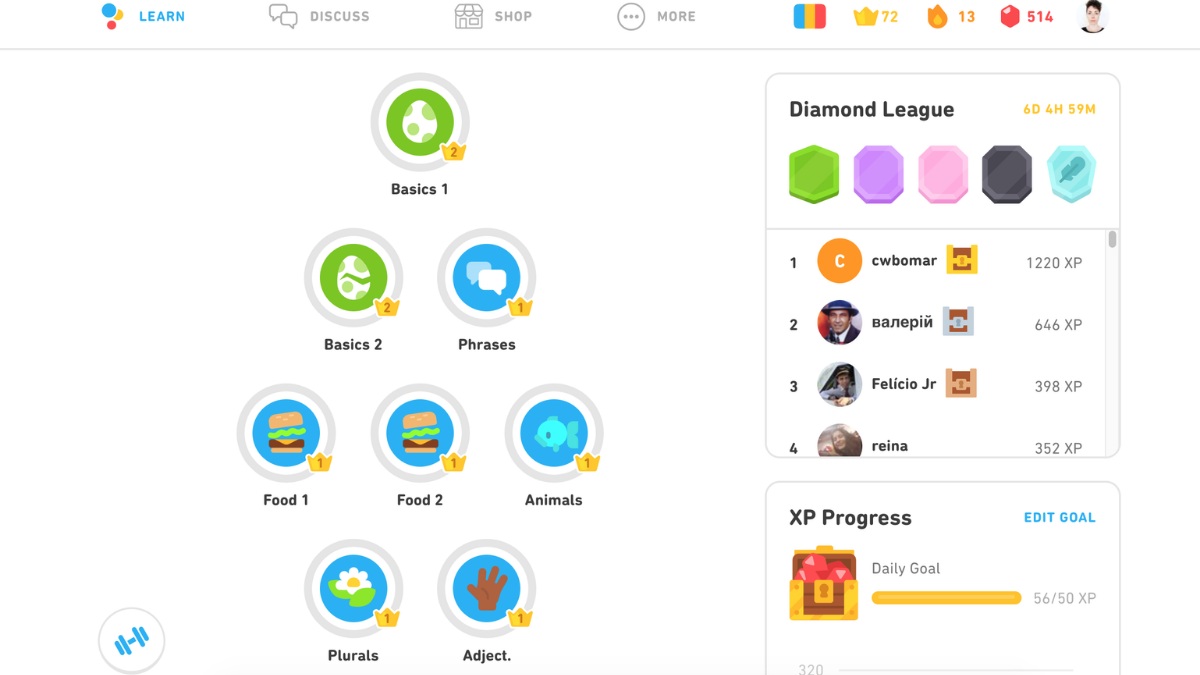 Các tính năng trên Duolingo PC