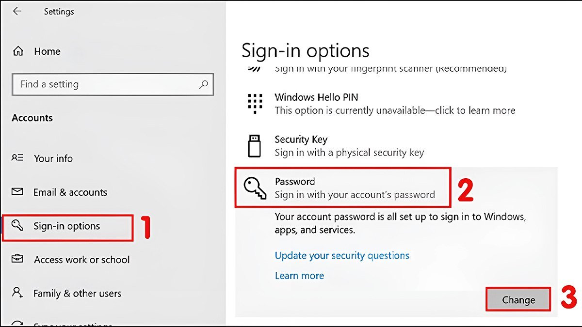 Cách cài password máy tính đơn giản cho Windows 10 