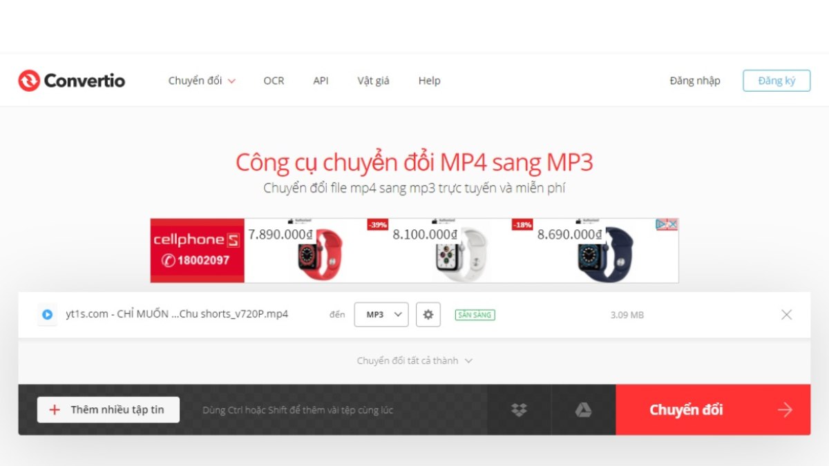 Cách chuyển MP4 sang MP3 online bằng Convertio