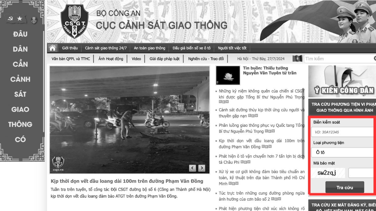 Cục Cảnh Sát Giao Thông - trang web tra cứu chuẩn xác, siêu tốc