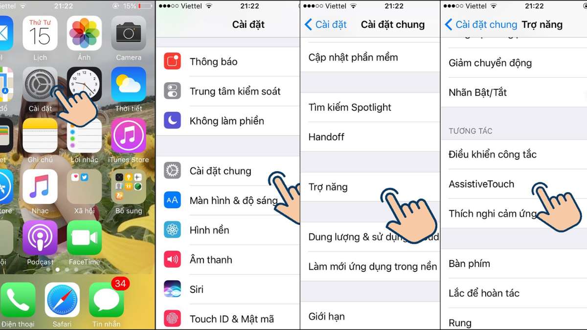 Cách kích hoạt nút Home ảo trên iPhone chạy iOS 12 trở về trước