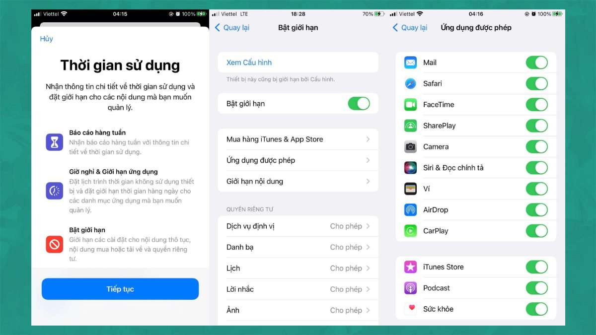 Sử dụng “Giới hạn” để ẩn app
