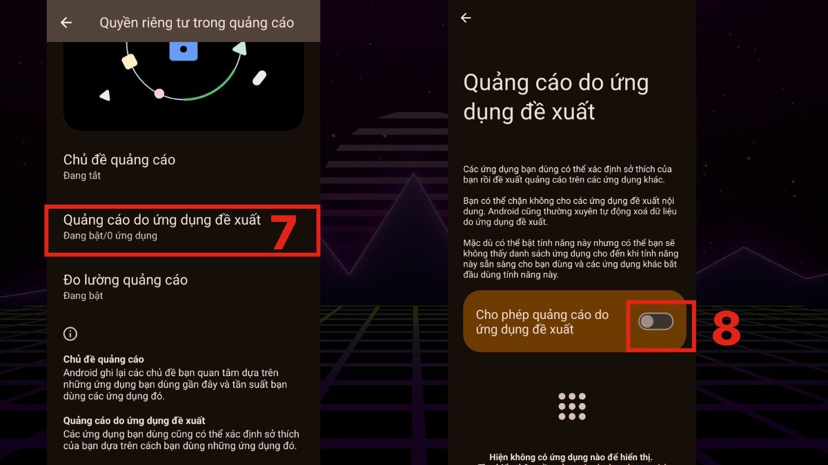Tắt quyền ở Chủ đề quảng cáo