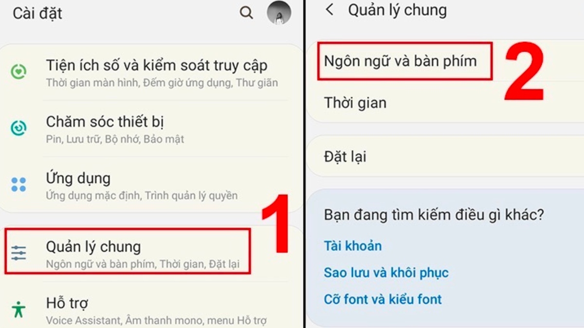 Cài đặt bàn phím Samsung tiếng Việt